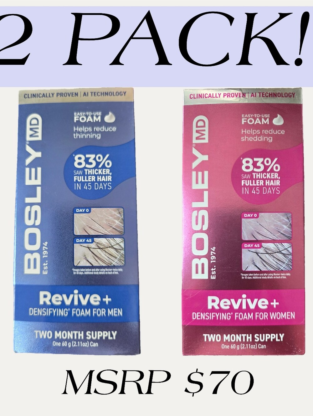 2 PACK** BosleyMD Revive+ Hair Foam